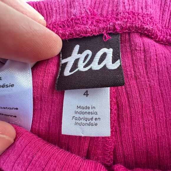 Tea Collection Magenta Ribbed Leggings GUC 4 - Picture 3 of 3